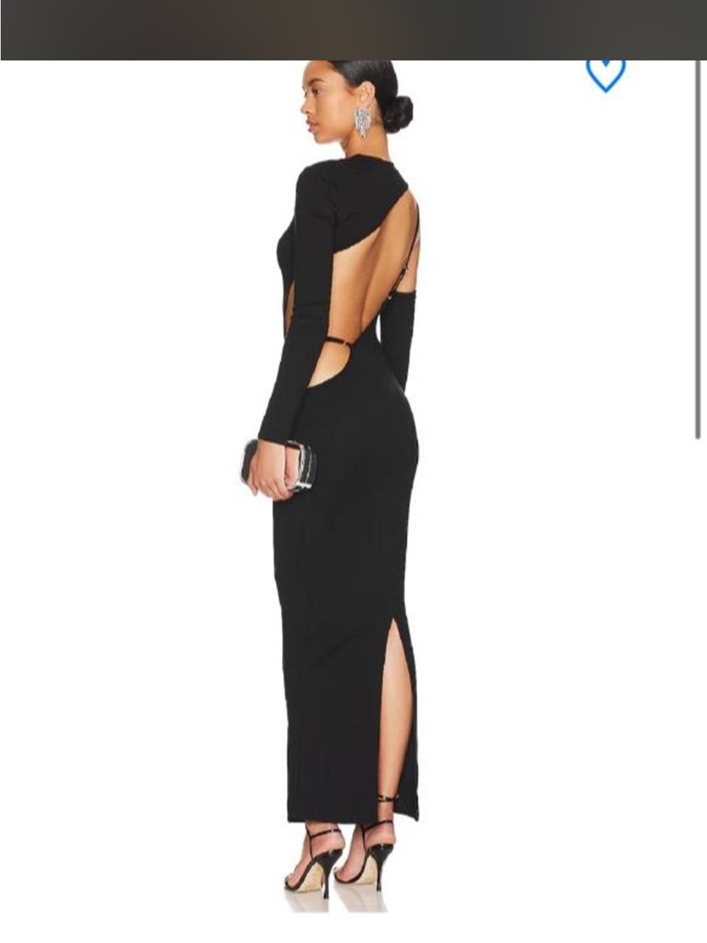 superdown Black Long-Sleeve Backless Evening Gown
